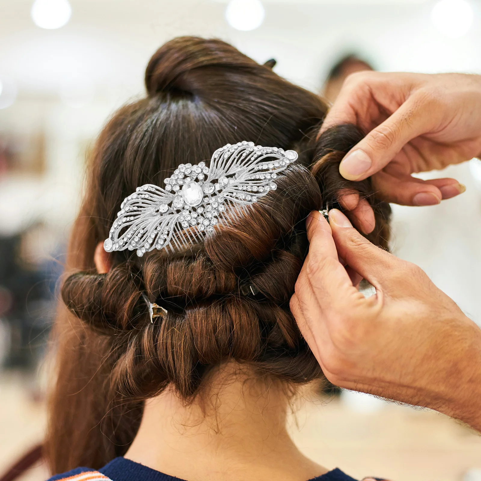 

Elegant Bridal Hair Comb 102x62cm Crystal Rhinestones Pearl Wedding Hairpin Side Comb for Bride Accessories Hair Side Combs