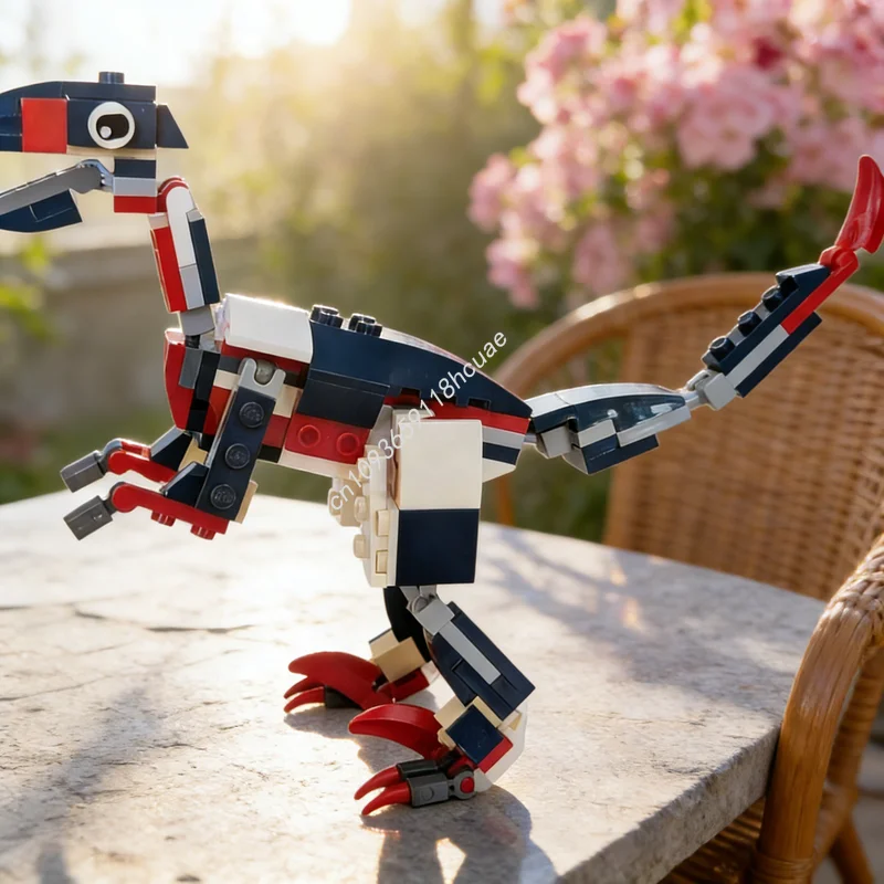 123 piezas MOC Creator 3 en 1, modelo de Velociraptor de construcción alternativa, bloques de construcción de juguete, arquitectura, idea de regalo para festivales, educación DIY