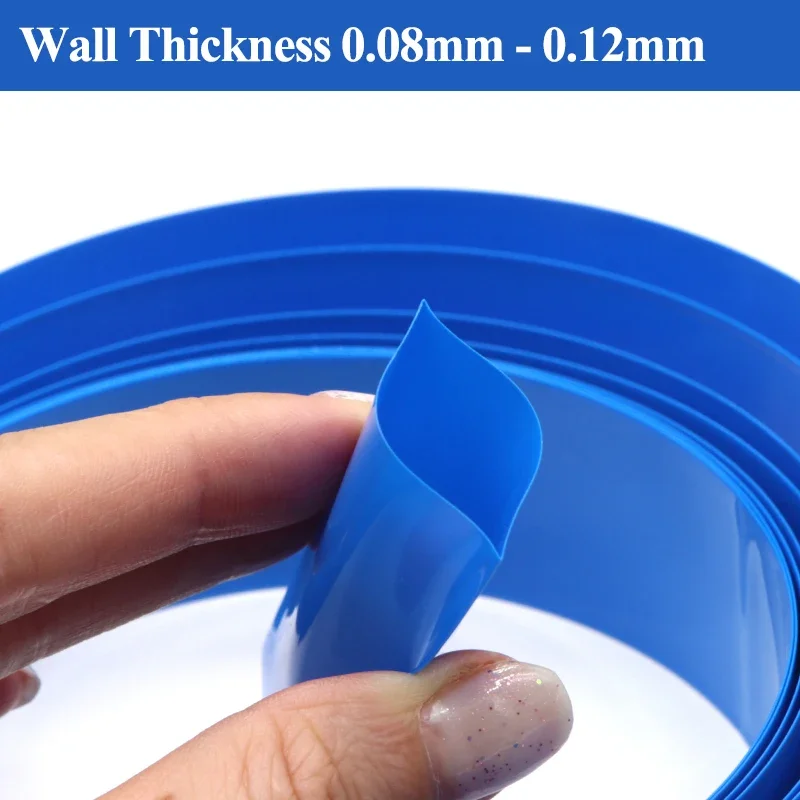 1/2/5m PVC Heat Shrink Tube 18650 Lipo Battery Pack 103mm ~ 450mm Insulated Protection Film Wrap lithium Case Cable Sleeve Blue