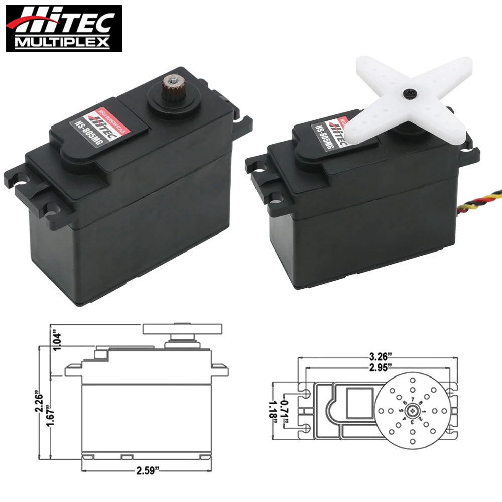 Hitec HS-805MG HS805MG 4.8V-6.0V Nước/Bụi Mega Hộp Số Kim Loại 8Mm Trục Đầu Ra Kép vòng Bi Servo Cho 1/5th Xe Ô Tô