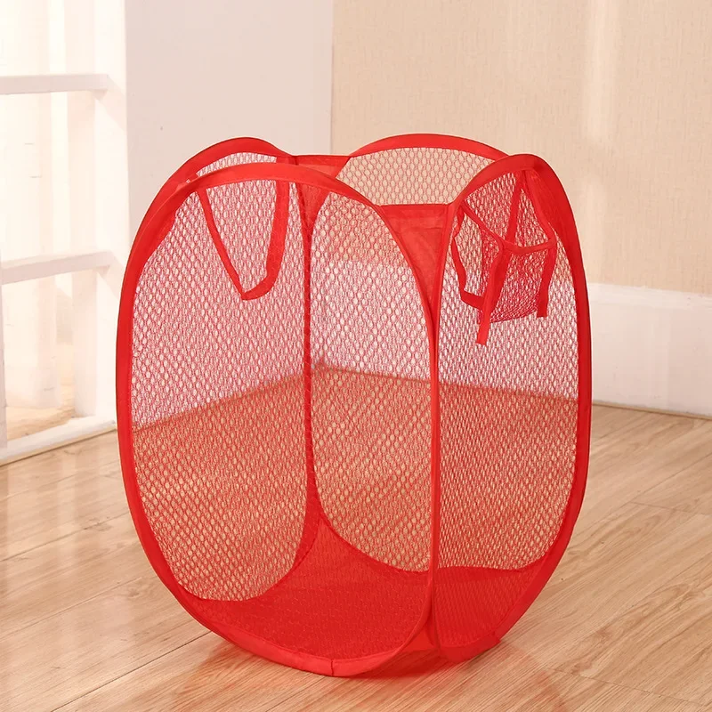 Fashion Storage Foldable Portable Net Grid Laundry Basket Dirty Dlothes Basket Dirty Clothes Basket Home Storage Clothes