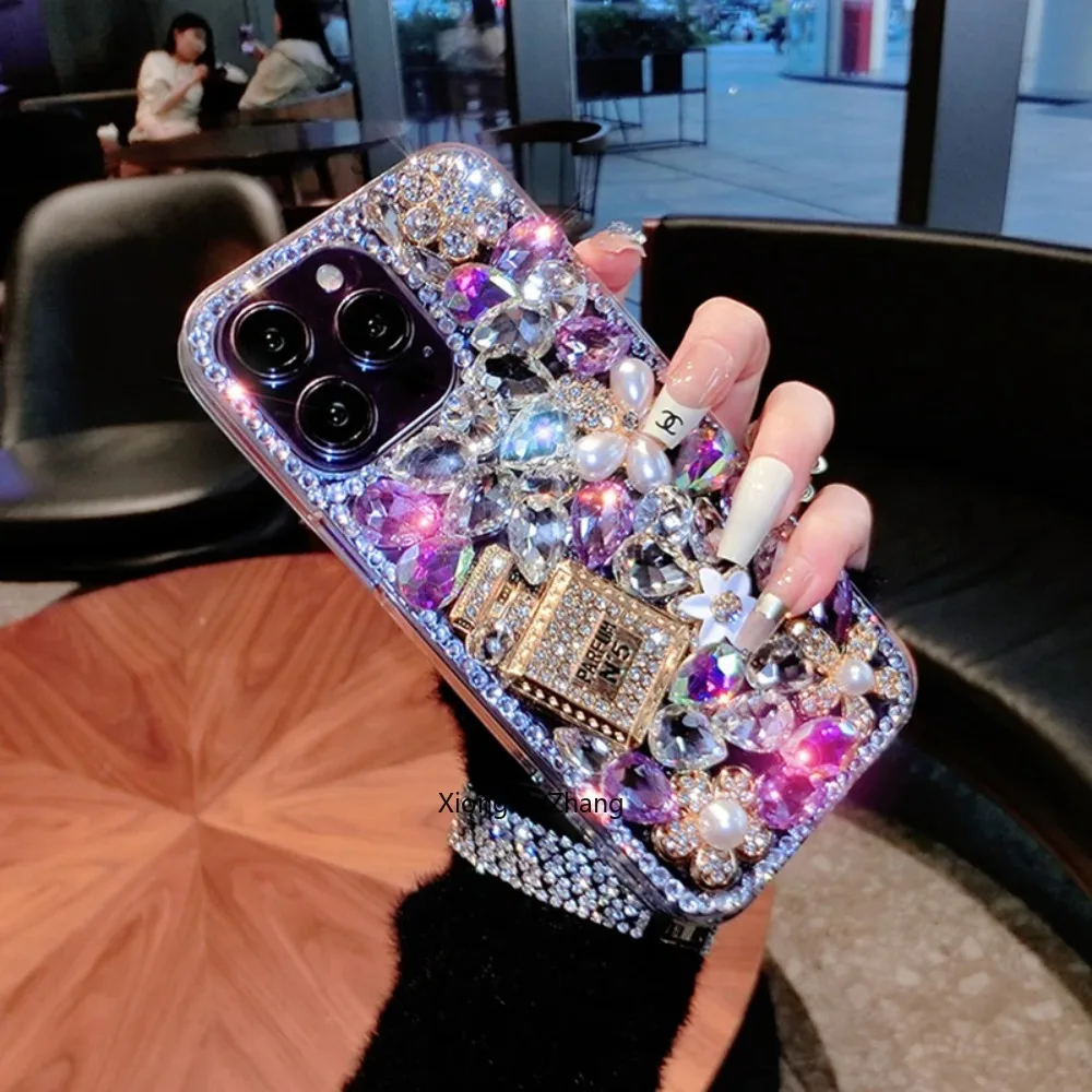 Luxury Purple Crystal Rhinestone Custom Cover for ZTE Blade A73 V50 Vita V50 Design V50 Smart Axon 50 Lite Z60 Z50Ultra Z50S Pro