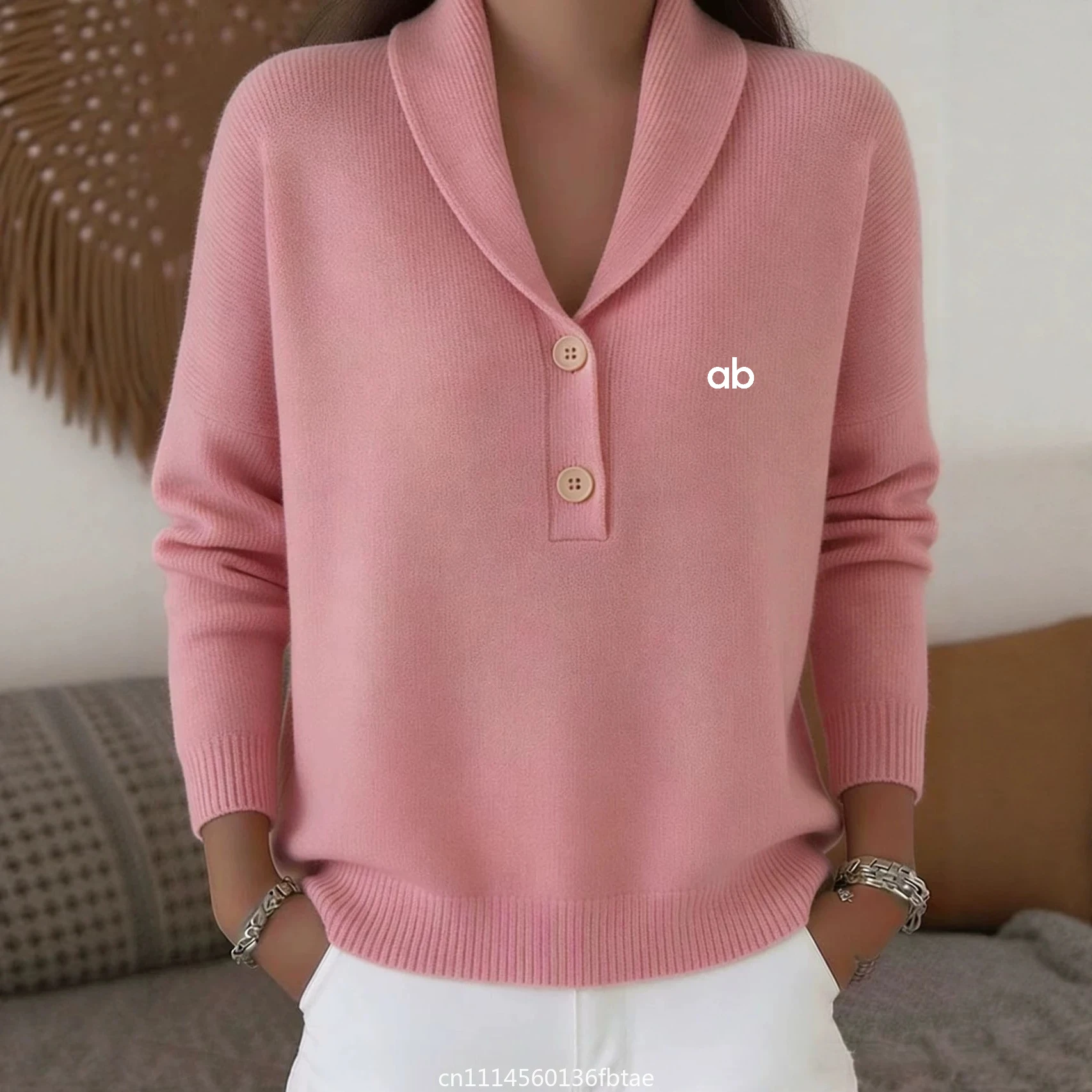 Women's Long Loose Fit Urban Style Long Sleeve Collarless Cardigan Pullover Casual Single Breasted Medium Weight Basic Cardigan
