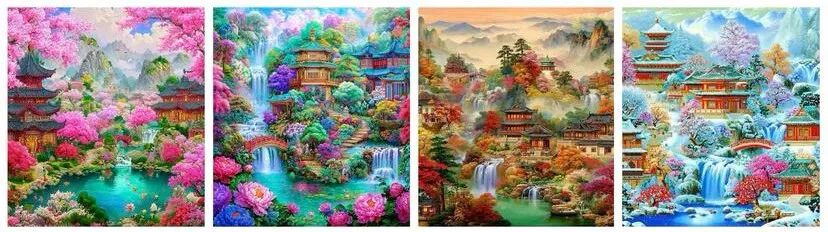 

9CT 11CT 14CT Four Seasons предварительно напечатанный набор для вышивки крестом «сделай сам» ремесленная нить игла поделки большой размер