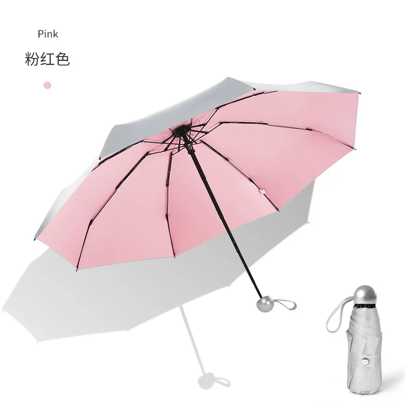 New Titanium Silver Mini COOL Folding Umbrella for Women 6/8-bone 5 Fold Sunny and Rainy Umbrellas Paraguas Mujer Sombrillas