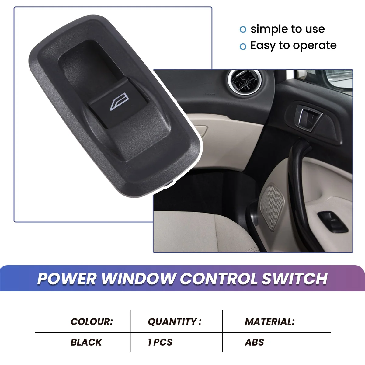 Interruptor de controle da janela, 8A6T14529AA, 8A6T-14529-AA para Fiesta VI 1.25 1.4 1.6 2008-2013, Acessórios de carro