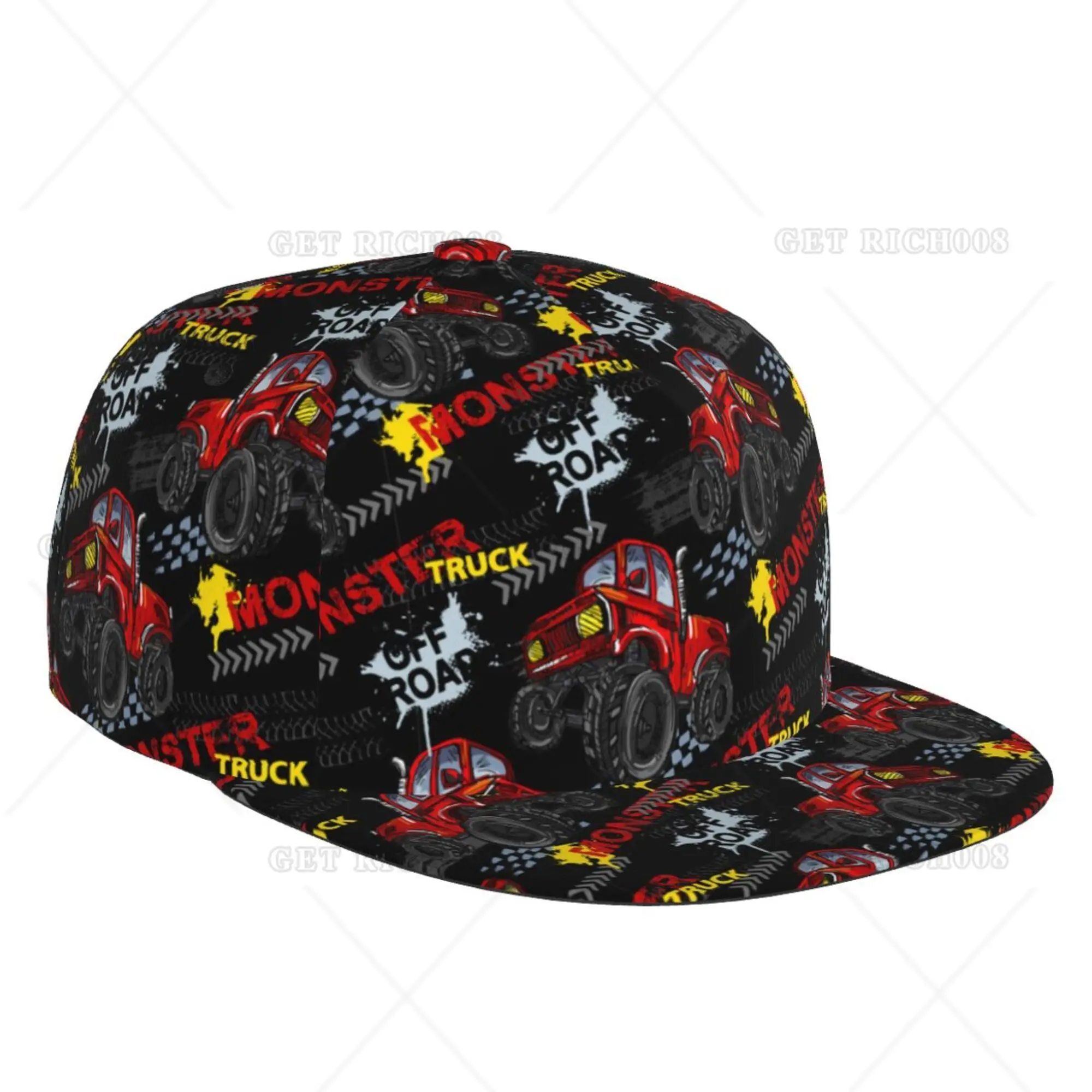 Monster Truck Classic Snapback Hat Hip Hop Flat Bill Visor Cap Unisex Adult Teens Adjustable Baseball Hats Hip Hop One Size