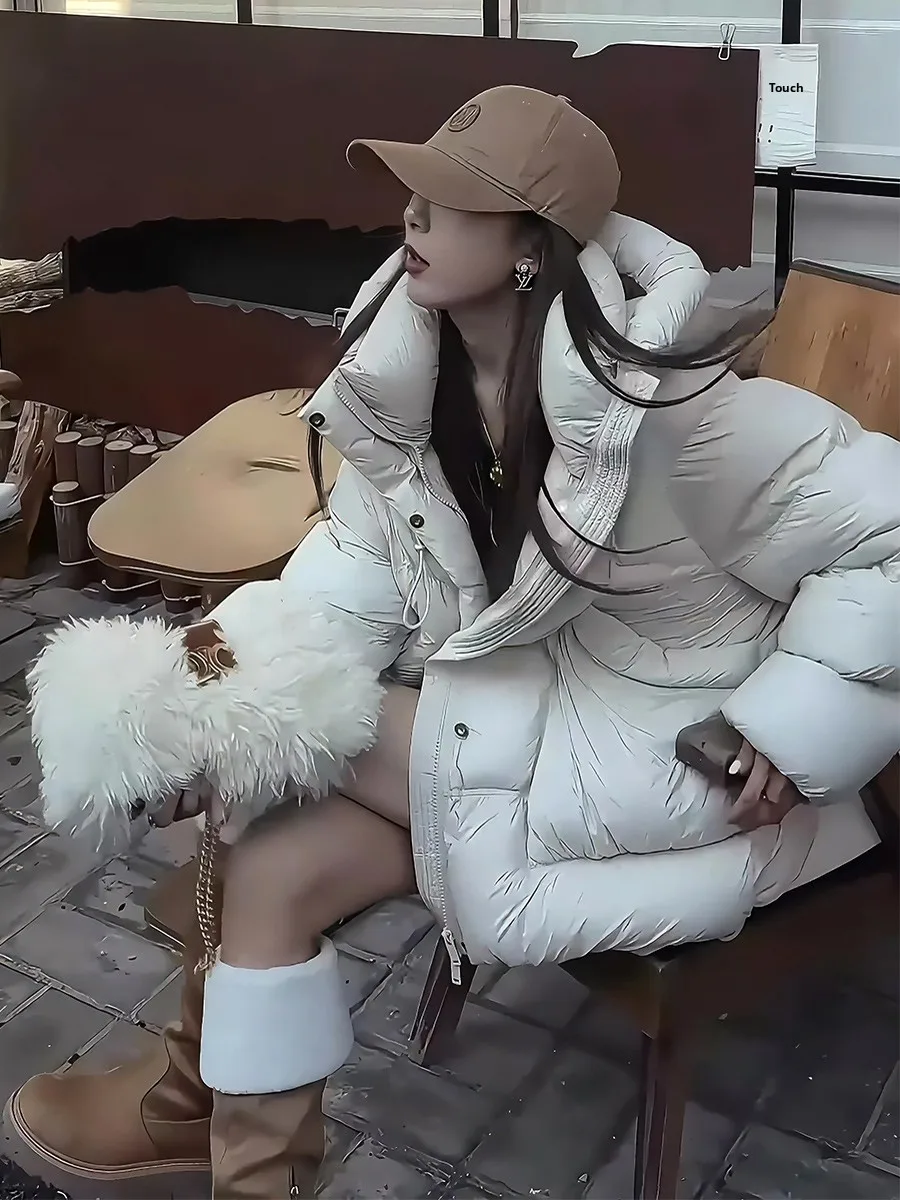 Chaqueta acolchada acolchada con capucha y cuello levantado para mujer, abrigo cálido de pan Sle, prendas de vestir exteriores de invierno, viento para ir al trabajo