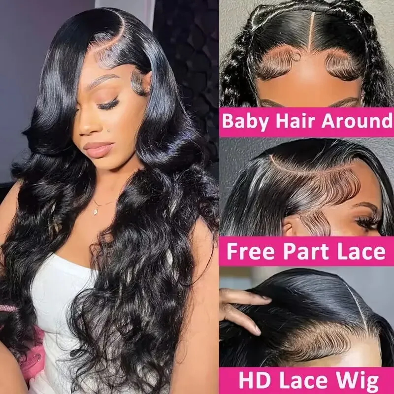 

13x4 Black Lace Front Wig Body Wave Wigs Synthetic Natural Wave Wigs for Women Deep Wave Wig Synthetic Fiber Glueless Hair Wigs