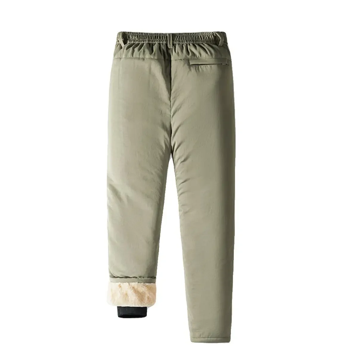 New Male Zip Pockets Winter Men's Pants Thick Fleece Liner Graphene Fabric Knee Warm Straight Casual Pants Thermal Trousers Male