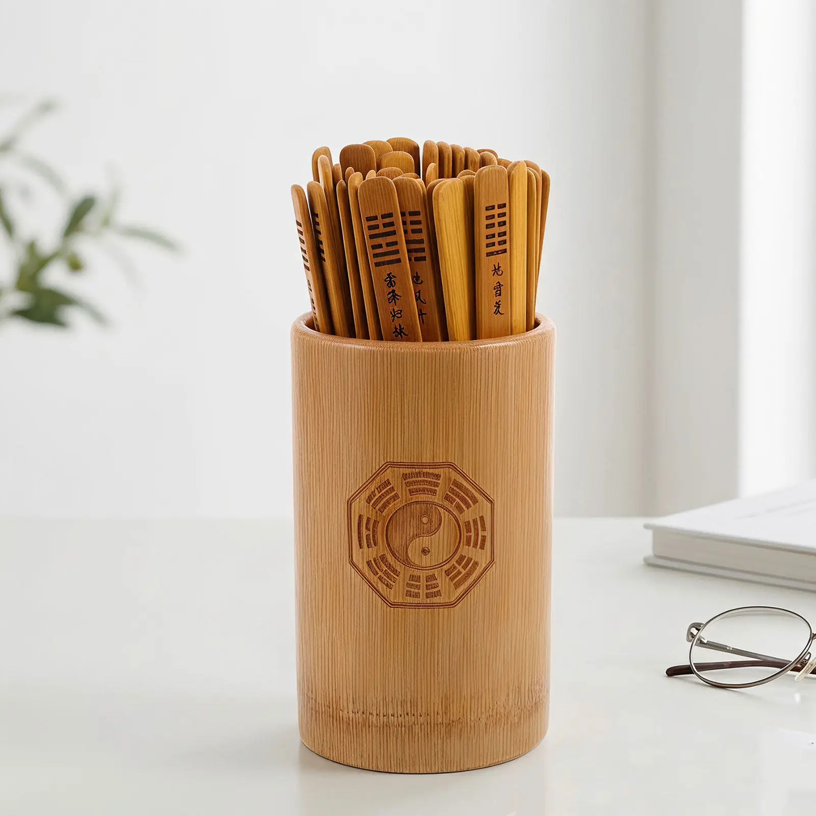 Bamboo Divination Sticks Kit for I Ching Fortune Telling, Meditation & Spiritual Guidance Ritual Set
