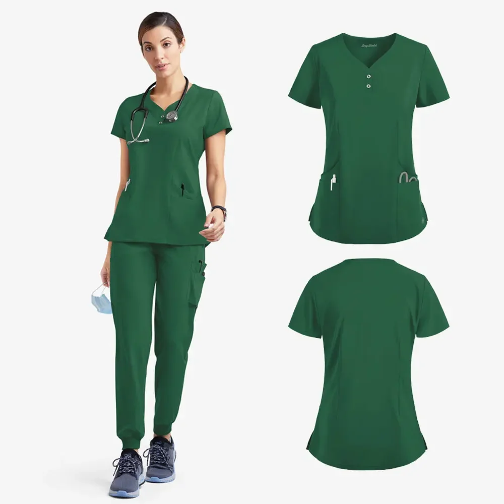 Multicolor Scrubs Uniform Nursing Uniform Short Sleeve Tops+Pants Women Pet Shop Doctor Scrub Medical Surgery Workwear Scrub Set