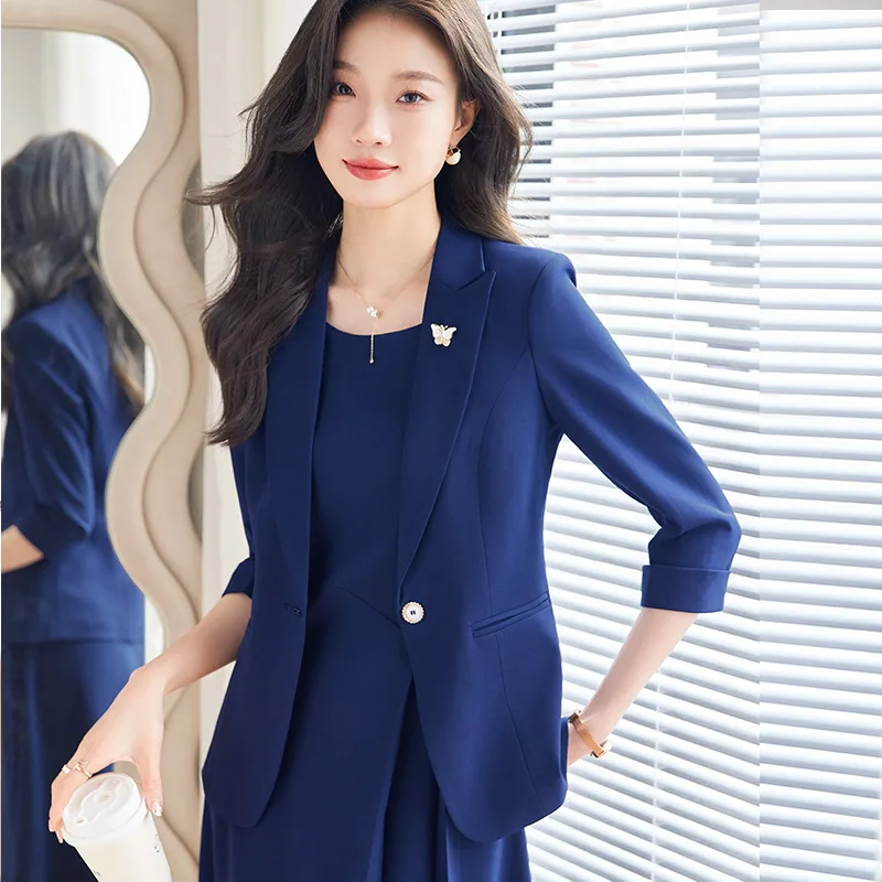 Business Suit Women2024Spring Anti-Wrinkle Non-Ironing Design Skirt Slimming Workplace Two-Piece Elegant Suit