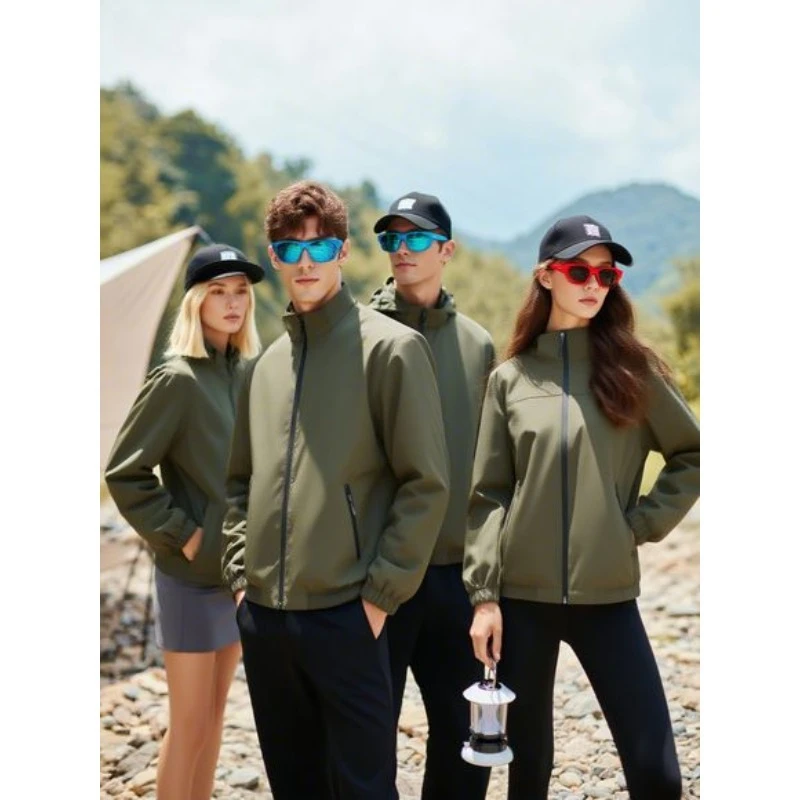 

Popular Outdoor Jackets Spring and Autumn Men and Women Loose Hooded Trench Coat Camping Trekking Daily Wear Zip Coat