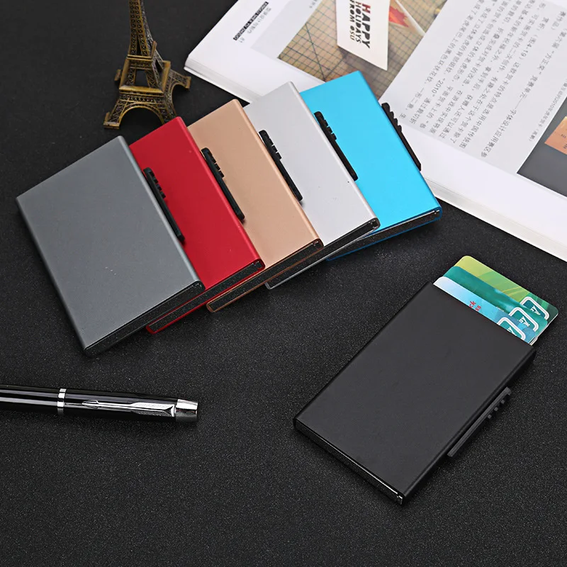 Wholesale New Style Card Id Holders Aluminum Wallet Pocket ID Card Holder Rfid Blocking Wallet Automatic Pop Up Credit Card Case