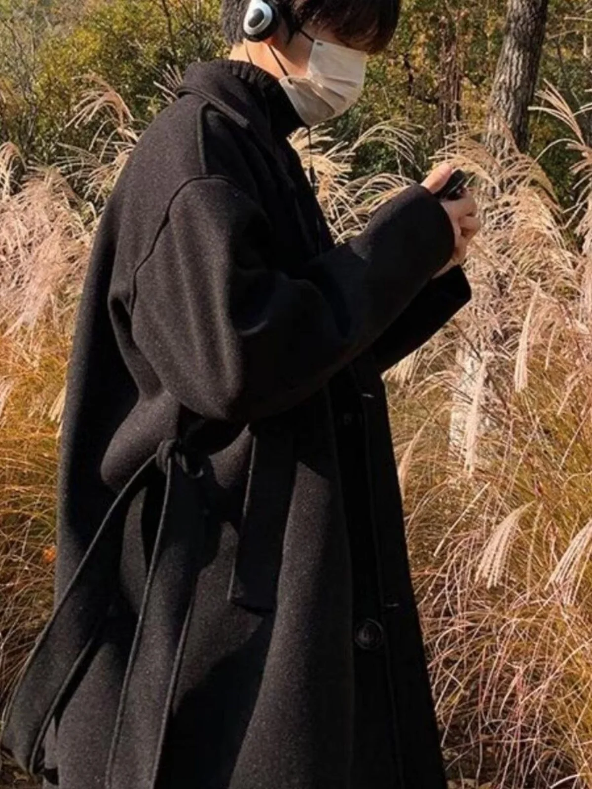 

Briti Sle Thiened шерстяное пальто мужское средней длины выше колена зимняя модная брендовая свободная твидовая ветровка Haome Jaet