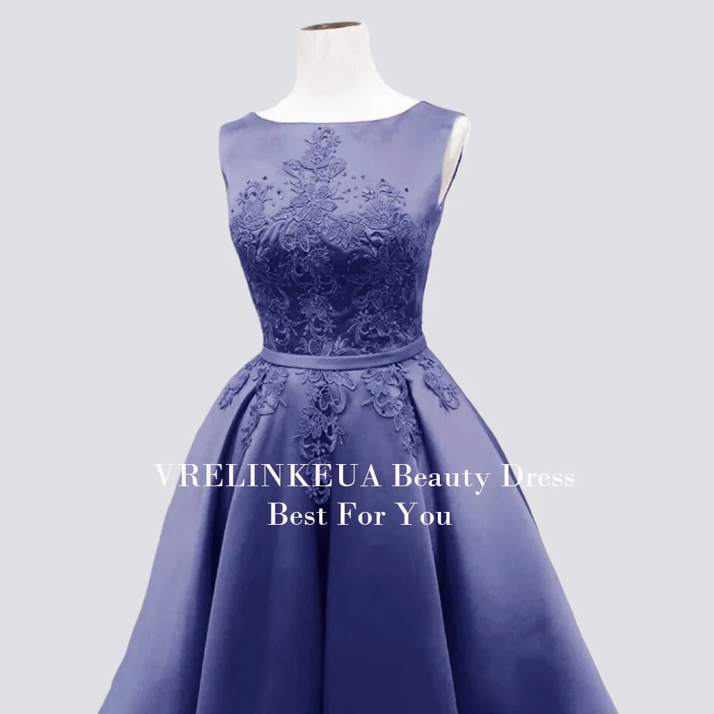 

Атласное мини-платье с круглым вырезом и аппликациями для выпускного вечера, короткие платья для выпускников, для подростков, на 15-16 лет, свадебное или выпускное платье, на заказ