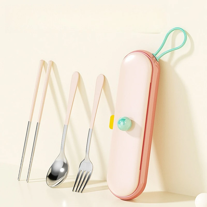 

LTT stainless steel chopsticks spoon portable tableware three-piece set storage tableware