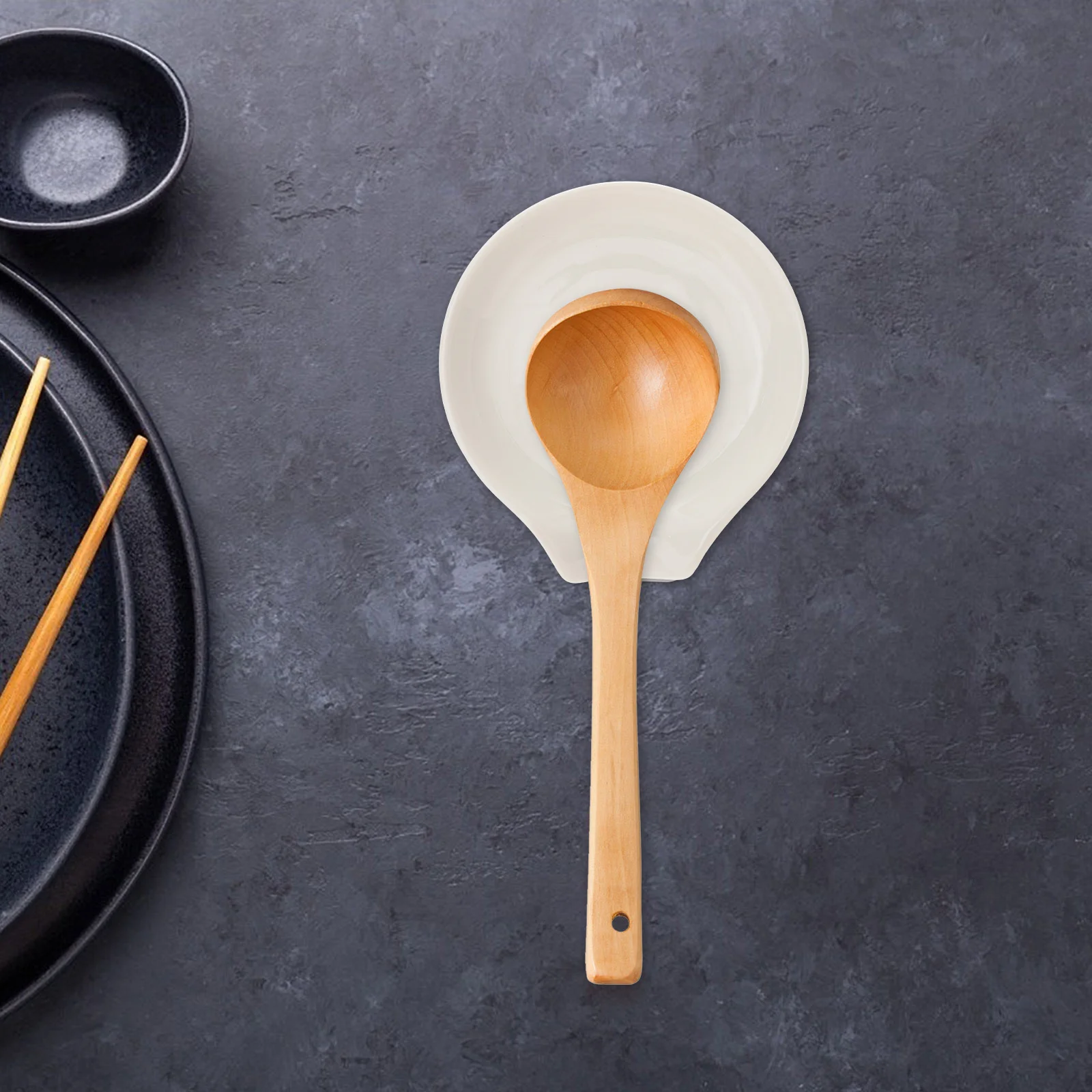 

Ceramic Spoon Rest Rack Smooth Surface Rice Spoon Storage Holder Dining Table Tray Soup Scoop Holder Ceramic Tray