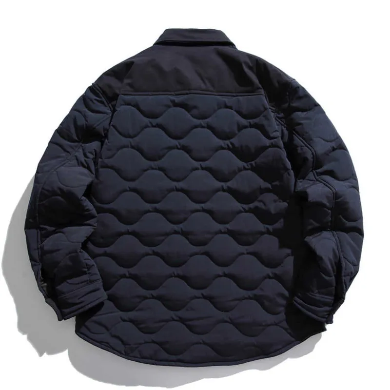 سترات مبطنة منقوشة على شكل قرع للرجال مع جيوب متعددة Harajuku Retro High Street مريحة وفضفاضة ومتعددة الاستخدامات معاطف قطنية دافئة