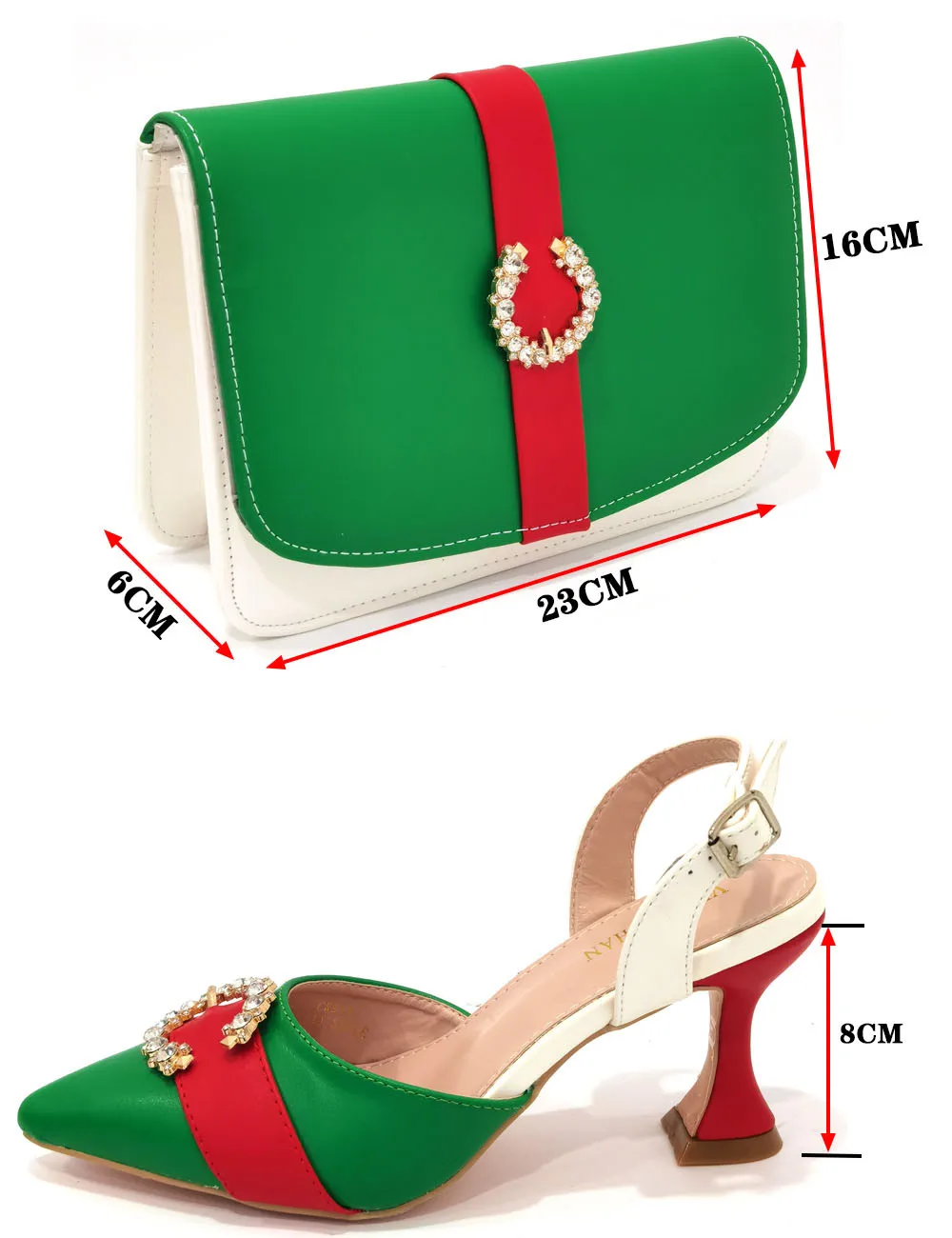 Latest Fashion Black + Red Color Beautiful Rhinestone Design Party Women's Shoes And Bag Collection