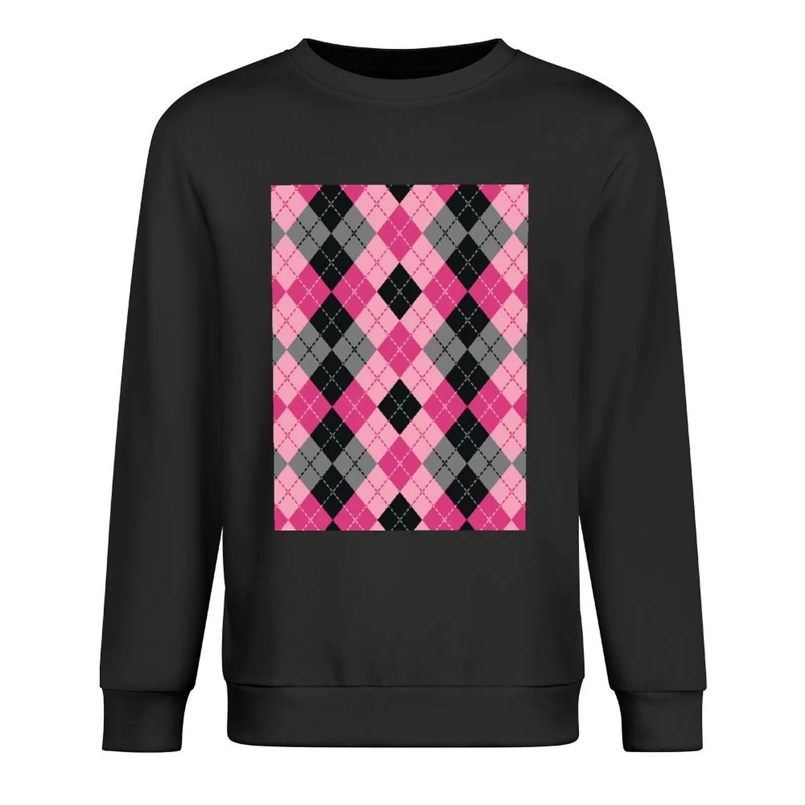 

Pink and Black Dashed Argyle Pullover korean clothes anime clothes men's autumn clothes blouse hooded sweatshirt for men