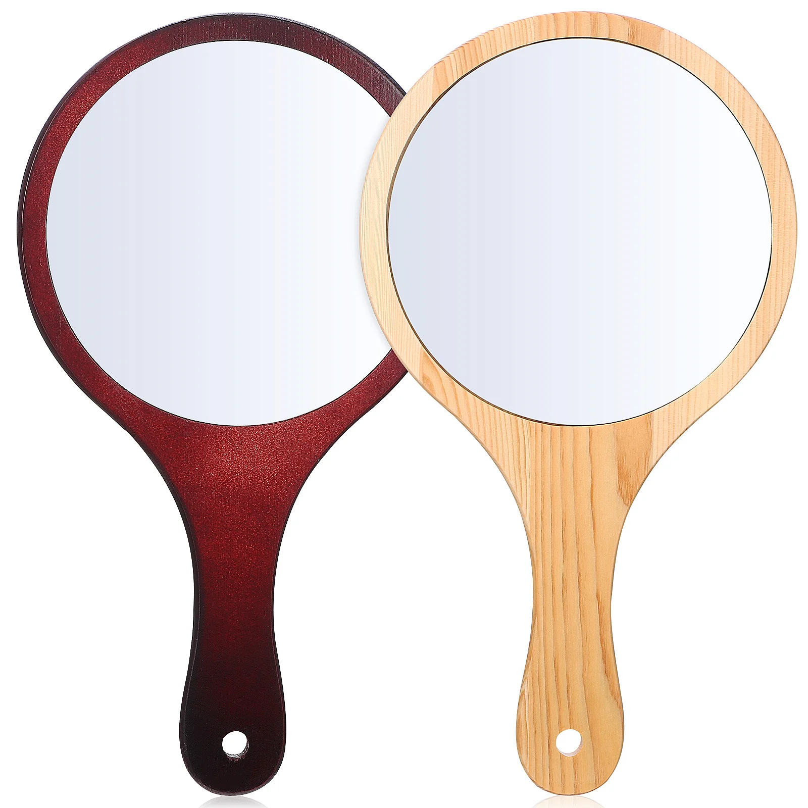 2pcs Large Handle Handheld Hand Travel Hand For Women Mirror For Women Travel Salon Hair Cutting Portable Mirror