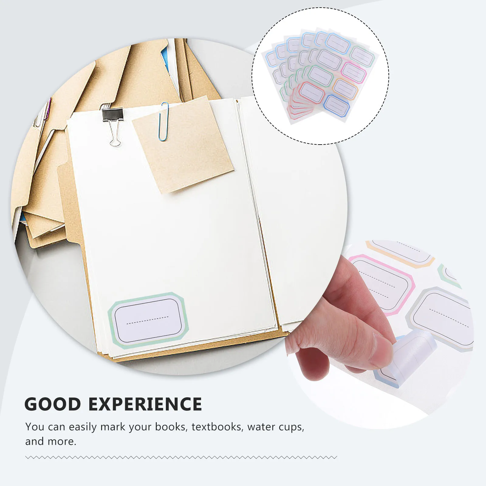 

288pcs Book Marking Sticker Writable Label Adhesive Lined Name Tag For Books Water Cups Students Office Use Blank Name Label