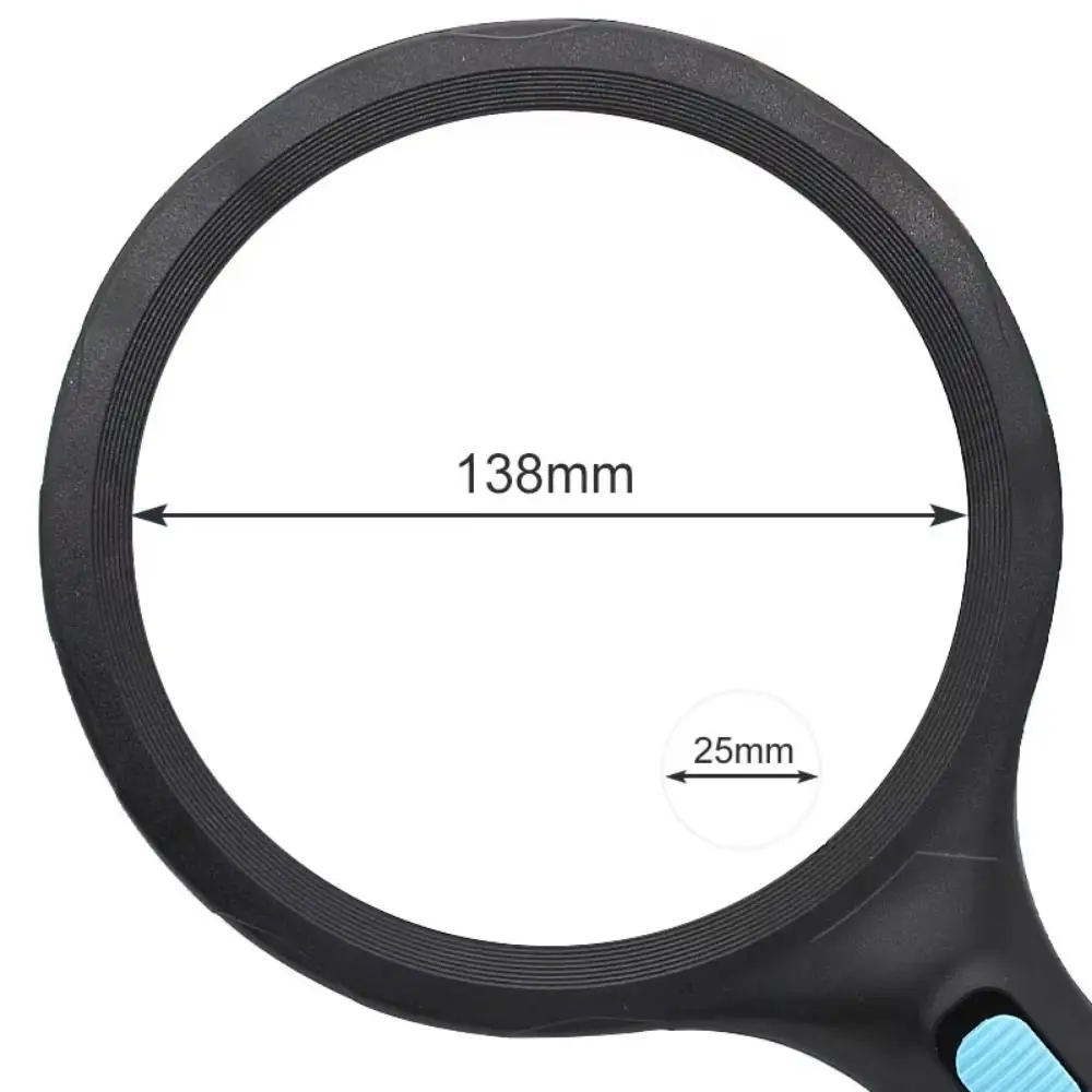 138MM Illumination Handheld Magnifier HD Extra Large Lens Reading Magnifying Loupe with 12 LED Light 2X 5X Microscope Lens