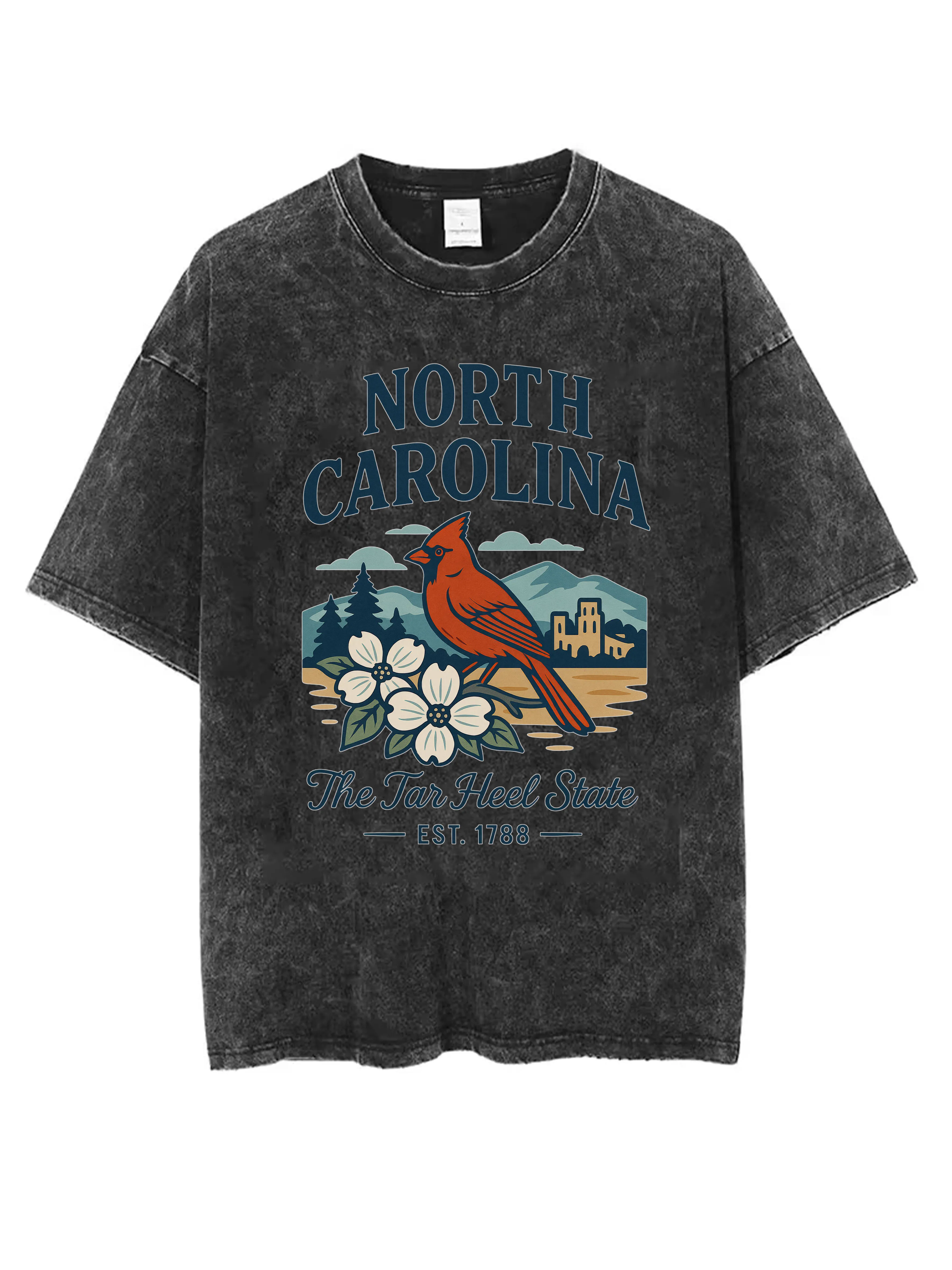 

NORTH CAROLINA Keep Your Squat Low And Your Standards High Black Washed Round Neck T-Shirt Loose Fit for Men Women for Winter