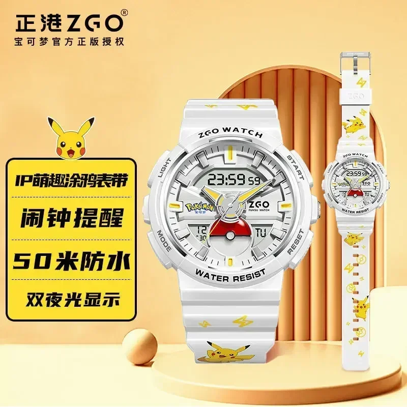 ZGO Pokemon Series Cartoon Pikachu Watches Student Sports Waterproof Electronic Watch Toys Gifts Kids