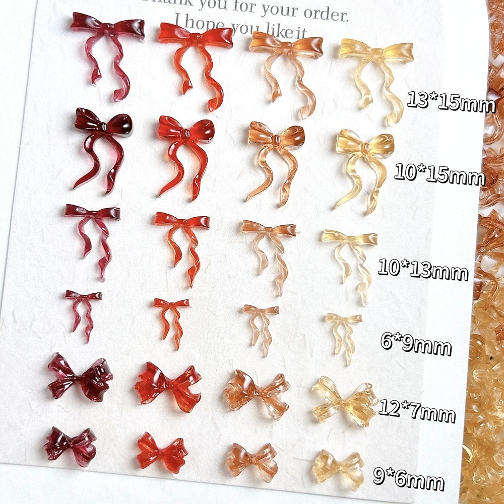 30PC Soft Sculpted Bow Nail Charms Millennial Brown Tone Ribbon Bowknot For DIY Manicure Vintage Nail Art Decoration Accessories