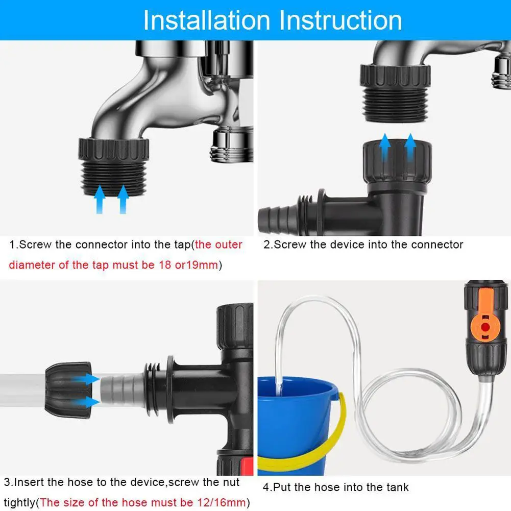 Cambiador de agua de plástico para acuario, herramienta de limpieza de tanque de peces, Conector de riego divisor de jardín, tipo de grifo de 3 vías