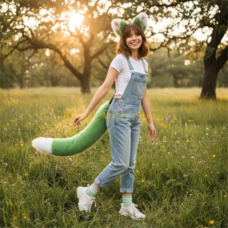 N5KB Complete anime vossen meisje accessoirebundel elastische hoofddeksel harige staart anime kostuum rekwisieten voor