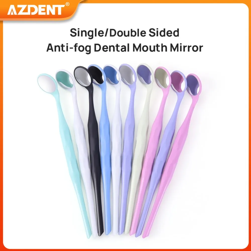 

AZDENT Dental Mouth Mirror Anti-fog Surface Single/Double Sided Oral Exam Mirrors Reflectors Handle Multiple Colors Autoclavable