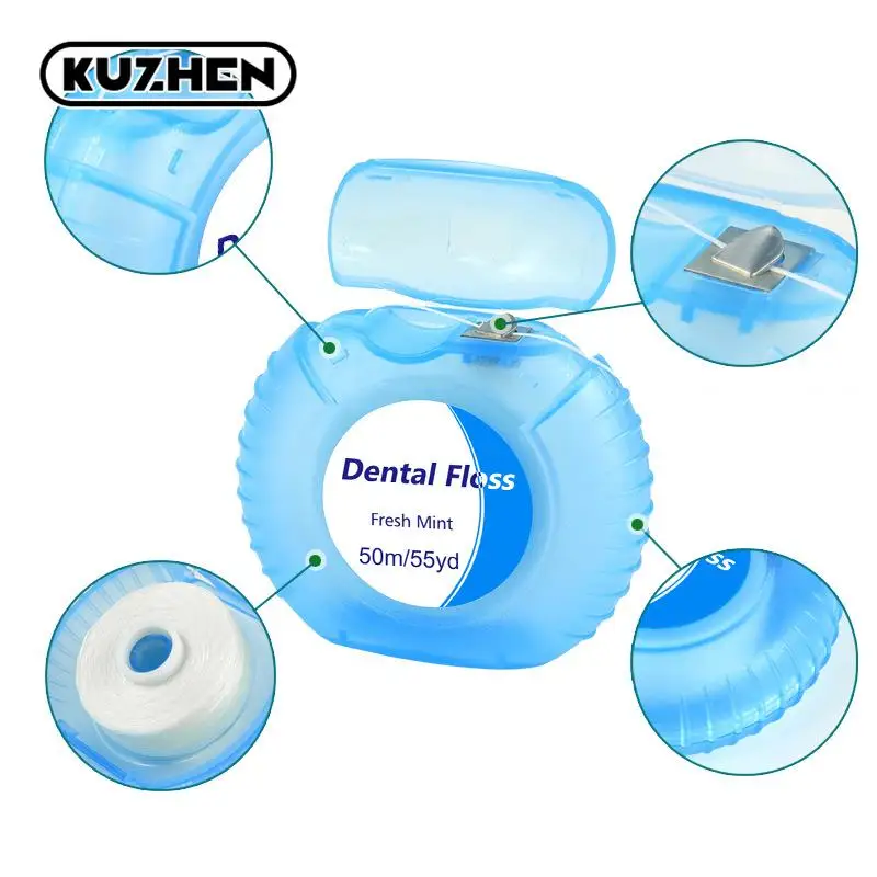 1 Roll 50m Dental Flosser Oral Hygiene Teeth Cleaning Wax Mint Flavored Dental Floss Spool Toothpick Teeth Flosser