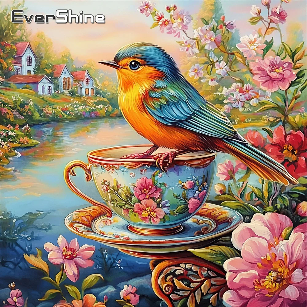 Evershine Diamant-Mosaik Landschaft Vollquadrat-Drucknägel Vogel Strass-Stickerei Hausbild Heimdekoration
