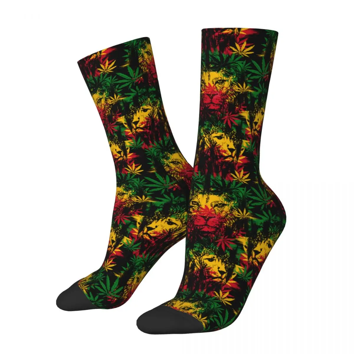 Casual Rastafari Rasta Lion Cannabis Marijuana Leaves Dress Socks Jamaica Reggae Rastaman Lion of Judah Product Socks Soft