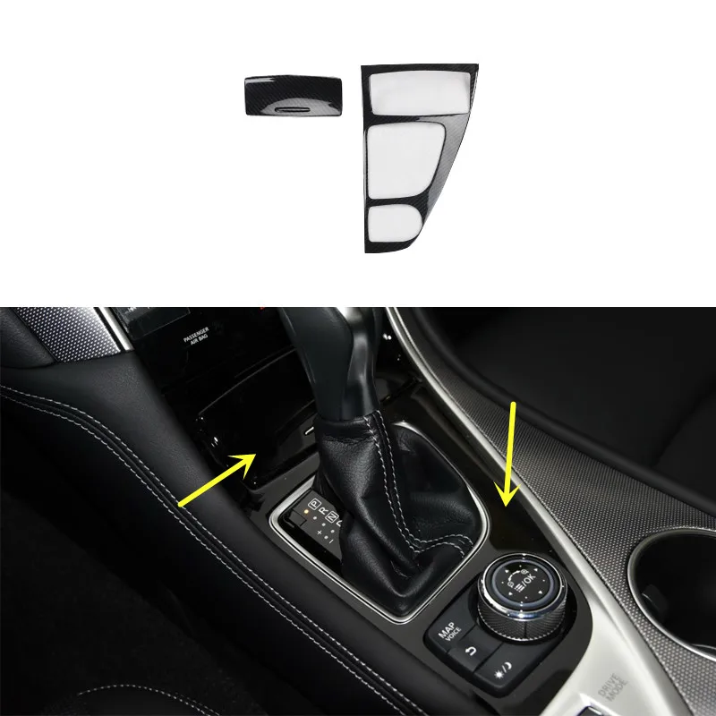 Console Gear Shift Box Panel + Cigarette Ash-Tray Cover Sticker Strip Trim For Infiniti Q50 Q50L Q60 2014-2023