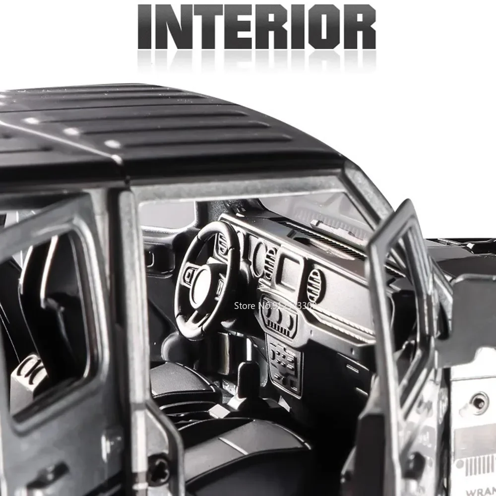 1:22 랭글러 루비콘 챌린저 헬캣 스포츠카 모델 장난감 문 열림 라이트 음악 후진 차량 어린이 선물용