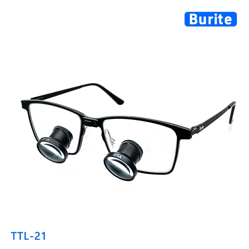 

Burite 21 TTL Galilean Loupes 2.5X/3.0X/3.5X IPD Customized Dental Surgical Loupes Metal Lens, Titanium Frame, Myopia glasses