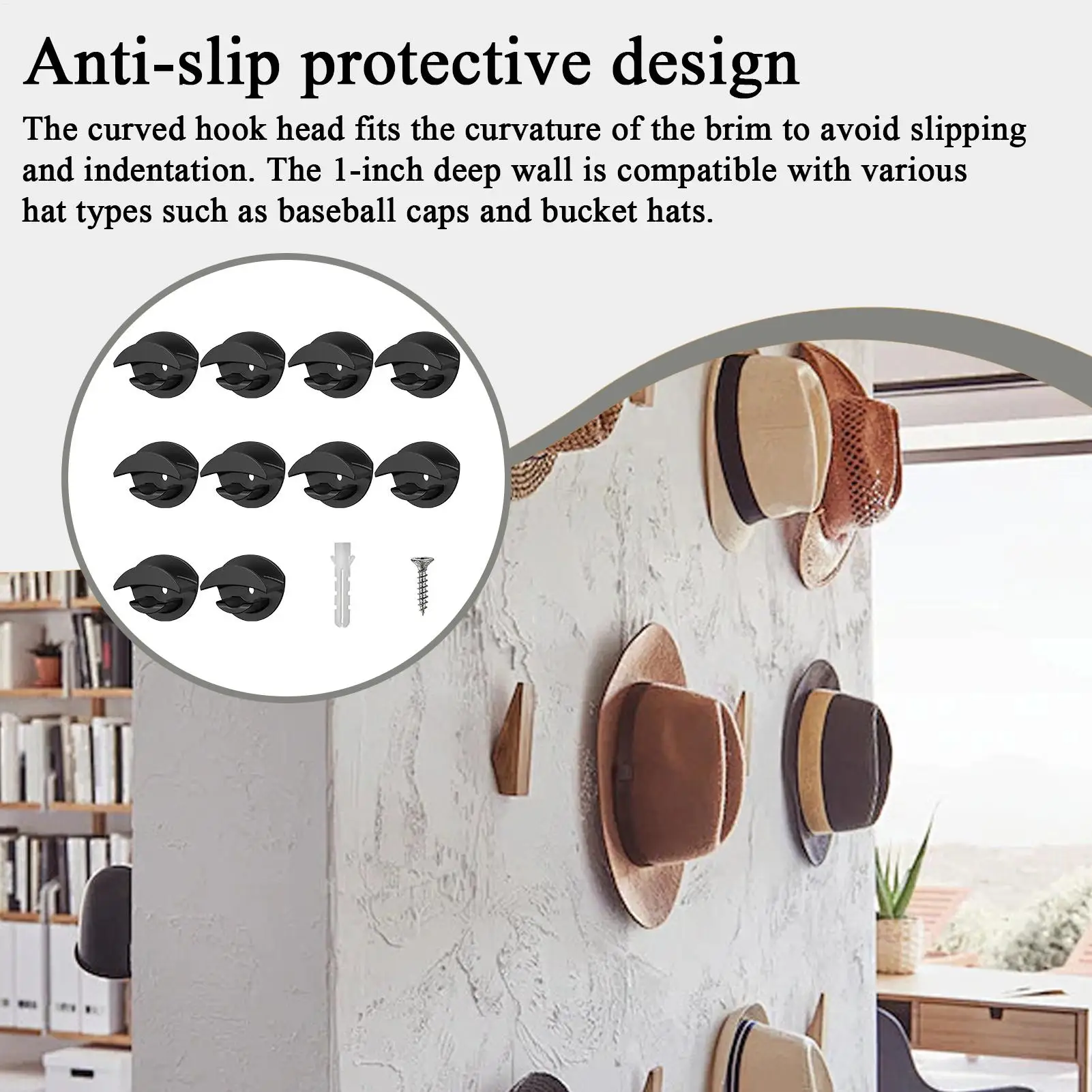 Hat Hooks For Wall 10 Pieces No Drilling Hat Hanger No Punching Adhesive Hooks For Bathroom Shower Kitchen Bedroom Apartment