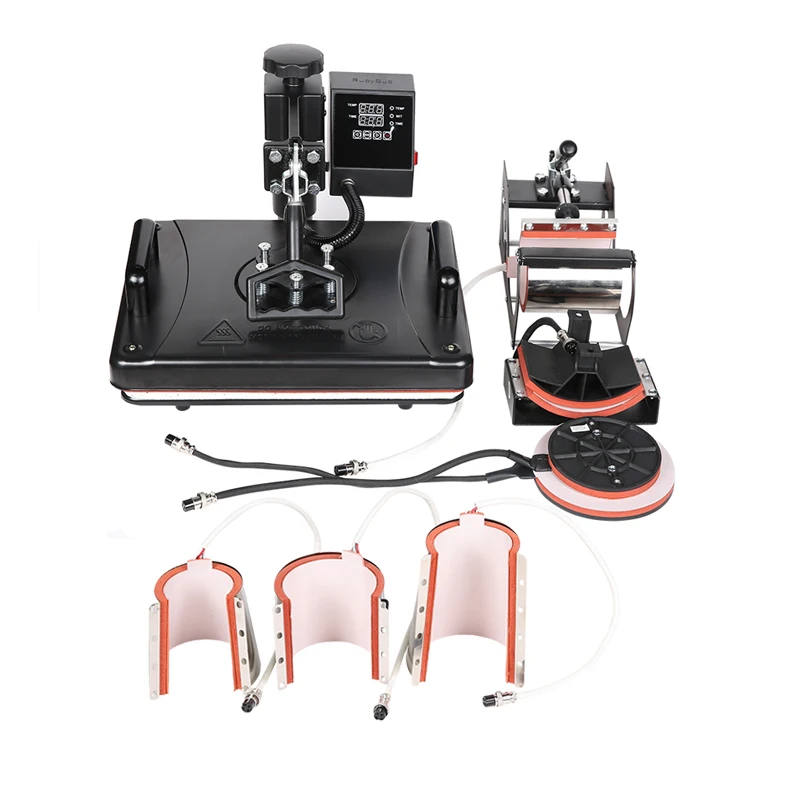 

Combo Heat Press Machine Sublimation Printer Heat Transfer Machine For Hat/mug/plate/tshirt Double Display 30*38CM 8 In 1 1 Set