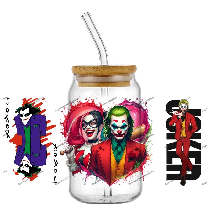 أحدث 35 تصميم شعبية الكرتون جوكر زوجين 16 أوقية UV DTF ثلاثية الأبعاد ملصق مهرج الشارات كوب زجاجي القدح القهوة الحرفية لتقوم بها بنفسك هدية عيد ميلاد #2