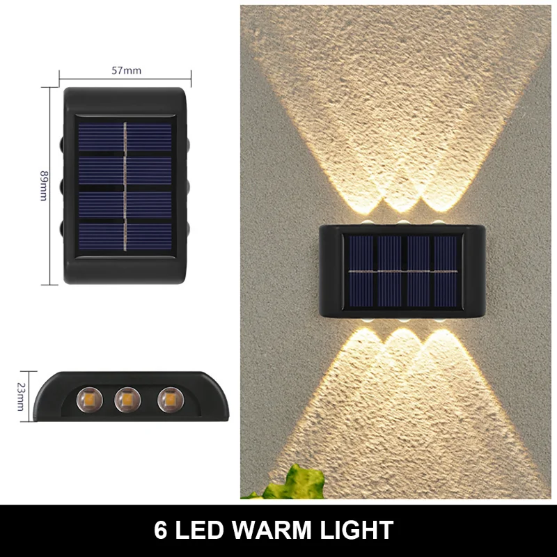 Lámpara Solar LED, luces de pared impermeables para exteriores, decoración de jardín, lámparas de paisaje, iluminación luminosa arriba y abajo, luz Solar