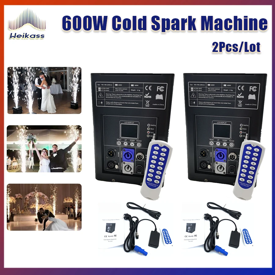 2Pcs/Lot 600W Cold Spark Machine Mini Stage Special Effect Machine For Wedding Party Show Dj Disco Event Celebration