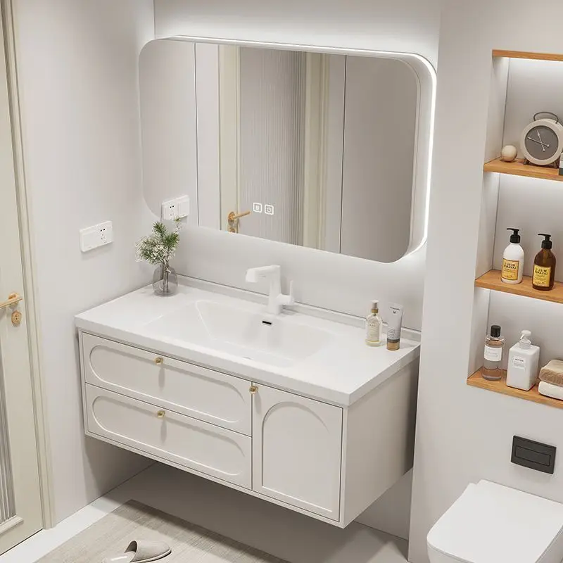 Washbasin cabinet, bathroom, gray, cream wind, ceramic integrated