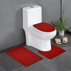 Custom Red Spider Web Bathroom Rugs Sets Non-Slip Absorbent 3 Piece Bath Toilet Rugs Mats