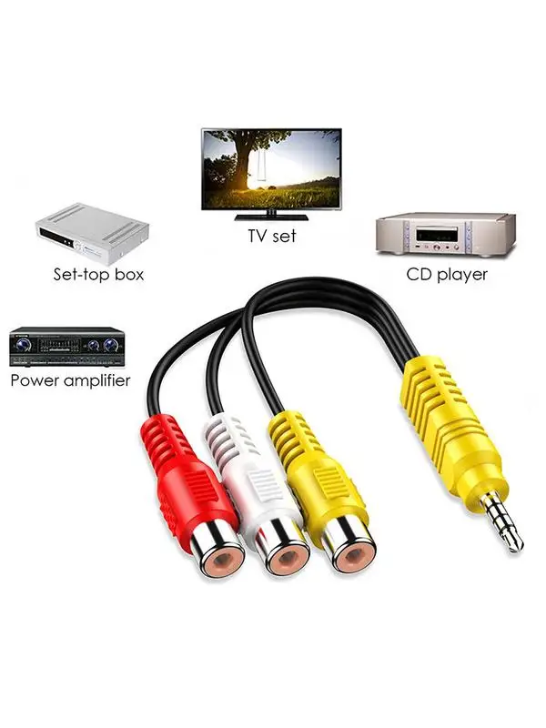 For TCL Dedicated 3.5mm Jack Plug RCACable 3.5 Aux Male To 3 RCAFemale Adapter Mini Aux Stereo Audio Video AV Adapter Cables