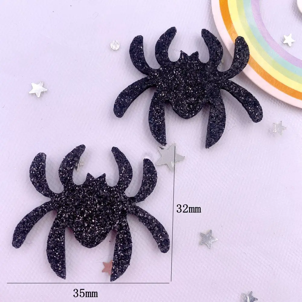 10pcs Felt Fabric Colorful Glitter Cartoon Skull Head Bat Spider Pumpkin Patch Applique Sewing DIY Hair Bow Halloween Supplies